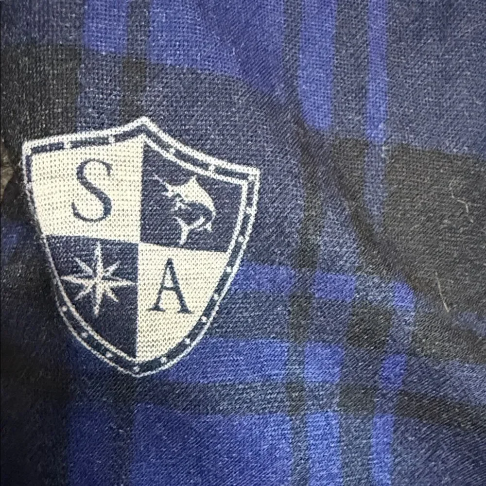 SA FISHING Blue and Black Plaid Men's Scarf